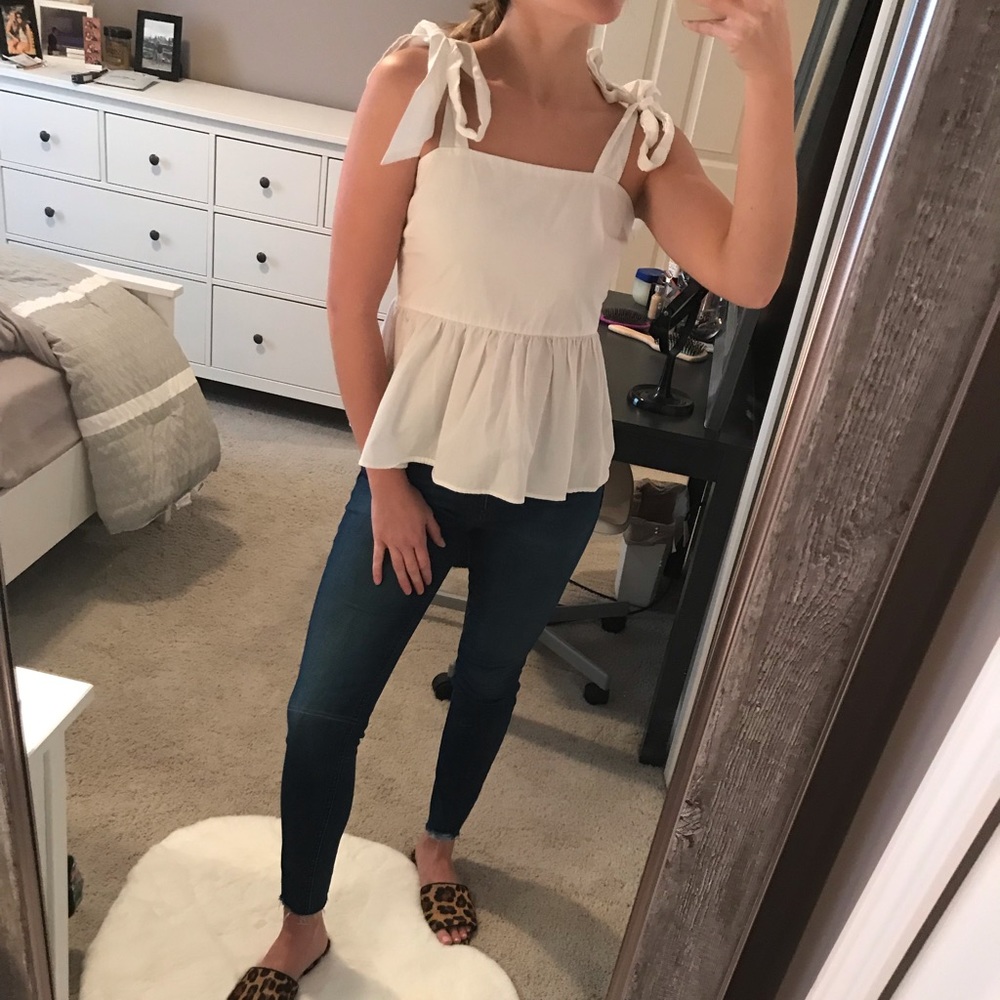 H&M White Peplum Tank